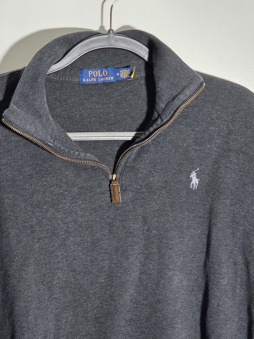 Polo by Ralph Lauren Dark Gray Crewneck Sweater with Blue-Gold Tag